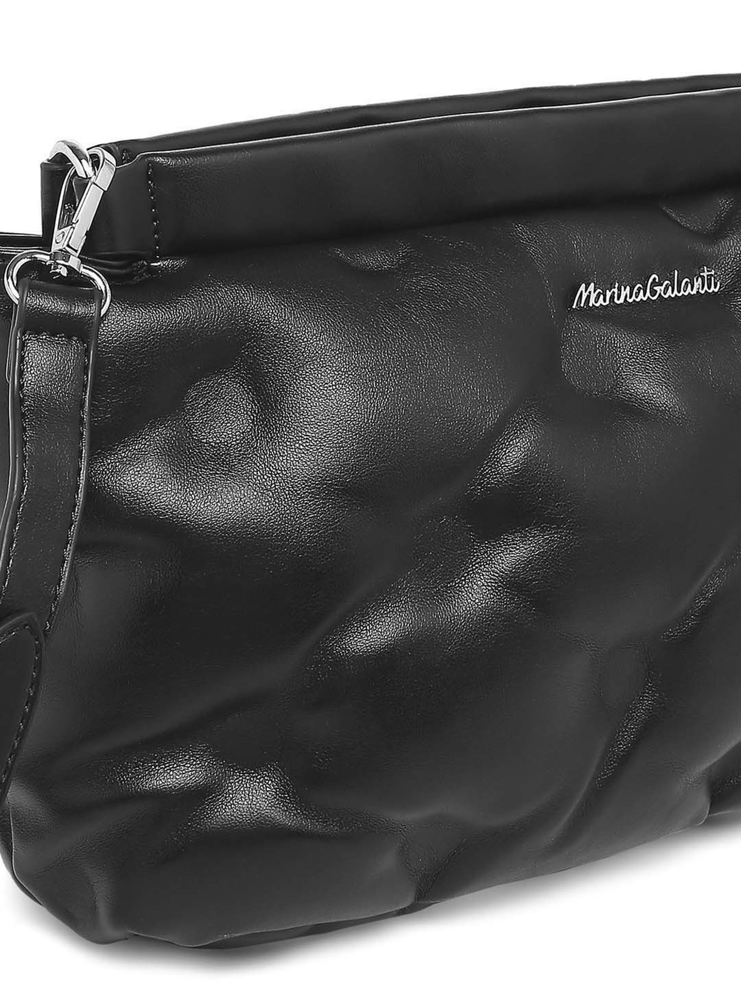 Marina Galanti Black Textured Medium Sling Handbag
