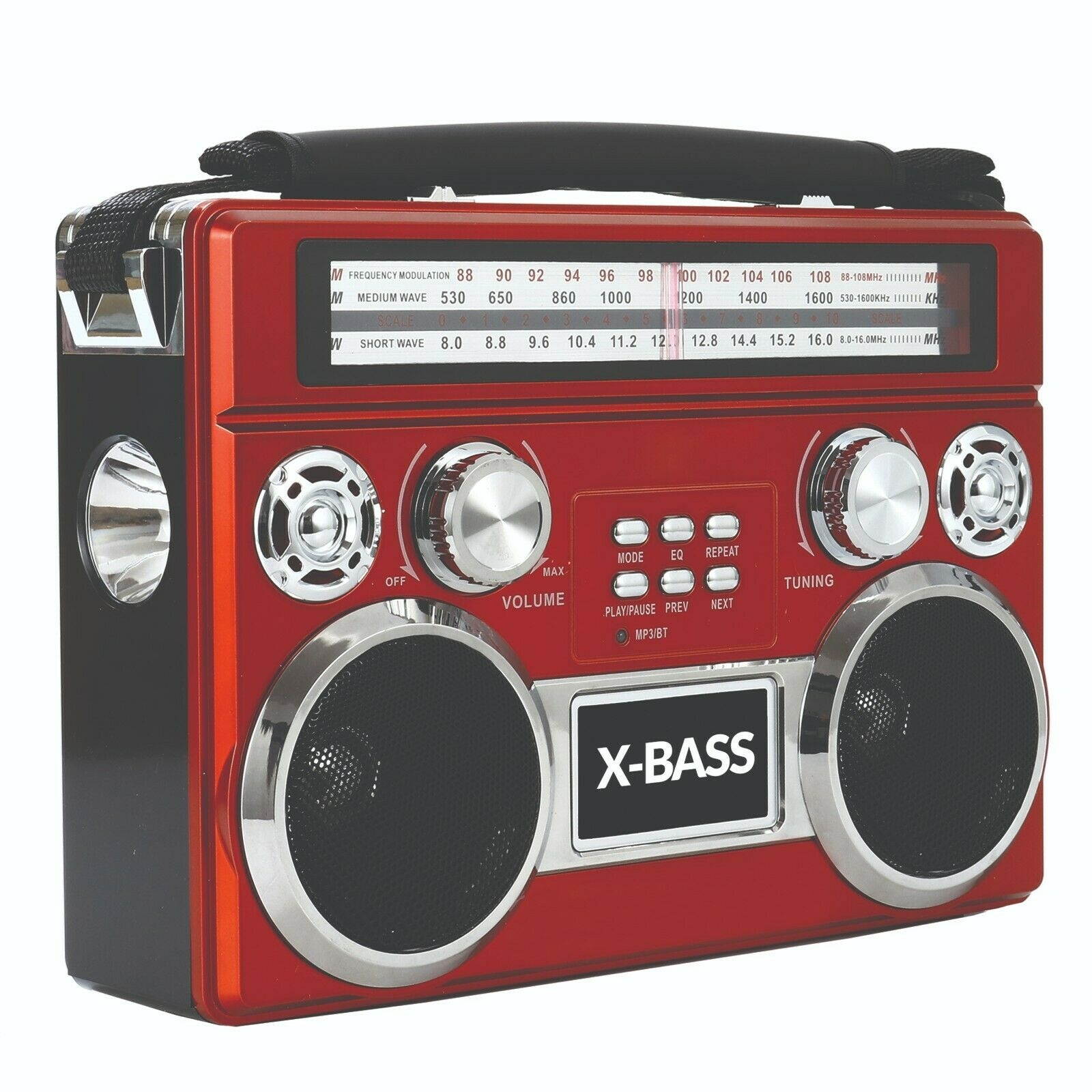 Supersonic SC-1097BT Retro AM/FM/SW 3-Band Portable Radio +Bluetooth+Flash Light