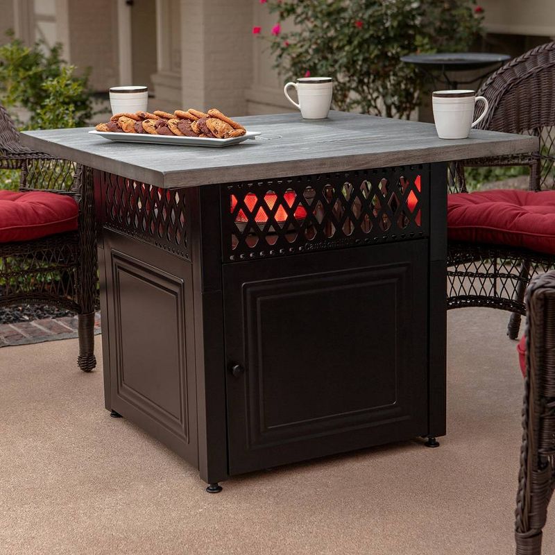 Dakota Dual Heat Gas Outdoor Fire Pit/Patio Heater with Wood-Look Resin Mantel - Endless Summer