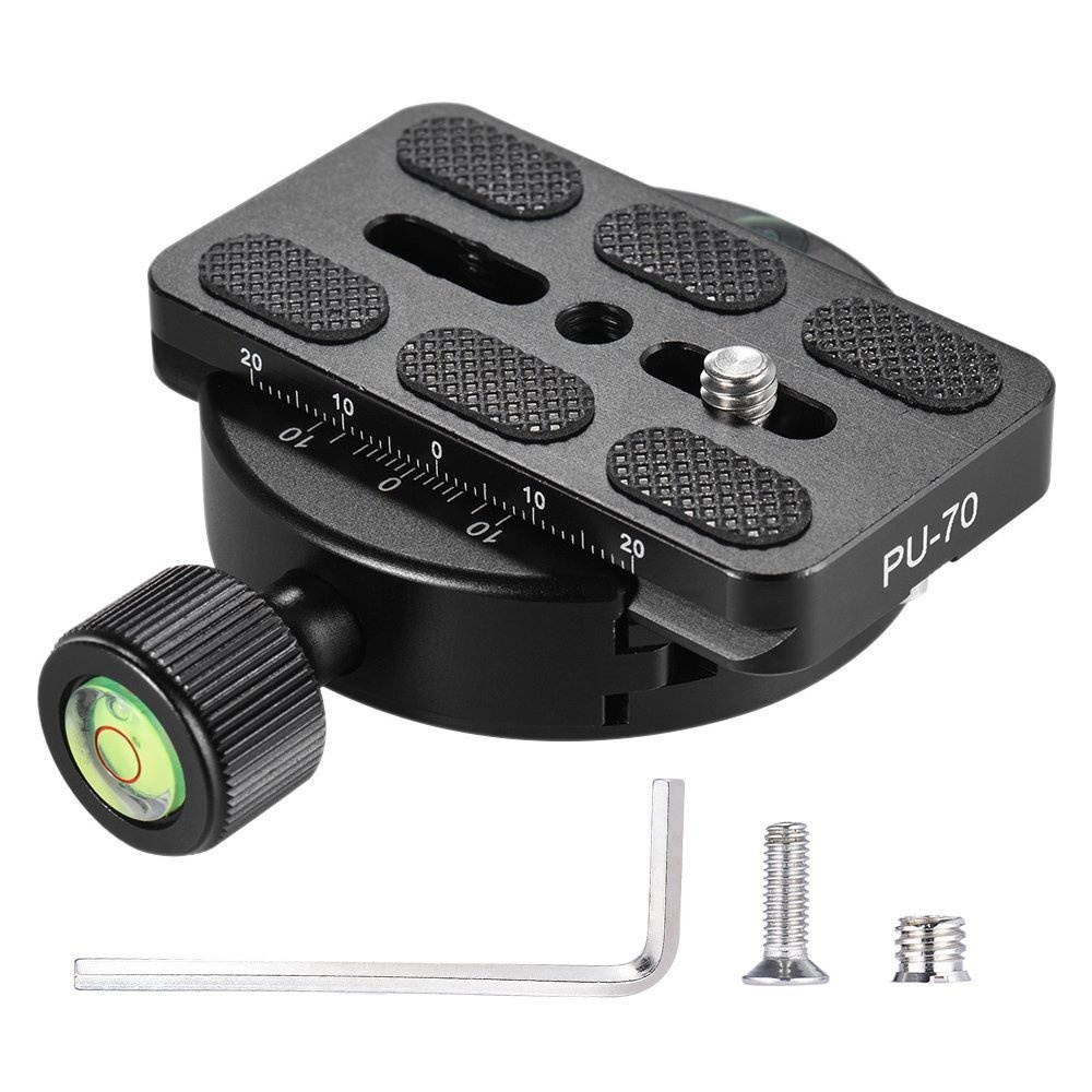 Koolehaoda KZ-40 Clamp Adapter with 70mm Quick Release Plate for Camera Ballhead Tripod Photography - for Arca Swiss RRS Kirk Benro SIRUI Etc