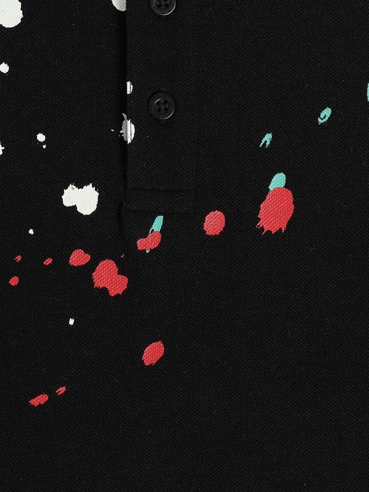 MINIKLUB Boys Black Cotton Printed Polo