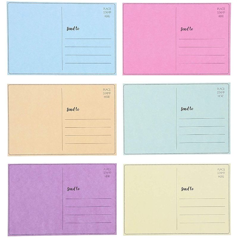 48 Pack 6 Assorted Colors Mailable Postcards 6" x 4" for Mailing Invitation Holiday Post Cards