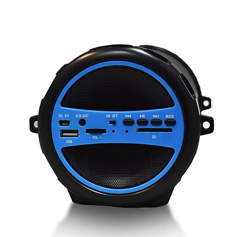 SPBT1031BL Portable Bluetooth Indoor/Outdoor 2.1 Hi-Fi Cylinder Loud Speaker with Built-In 3" Sub and SD Card, USB, AUX Inputs in Blue
