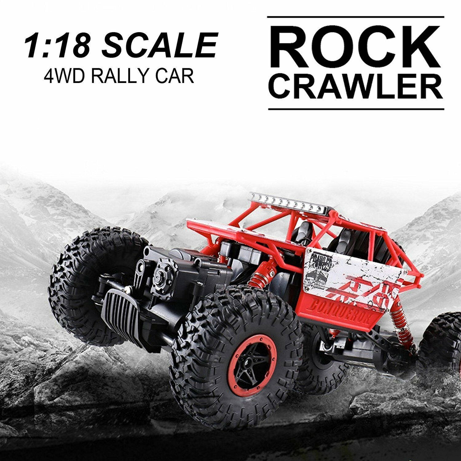4WD Off-Road RC  Truck 1/18 Crawler Vehicle 2.4Ghz Remote Control Car Red
