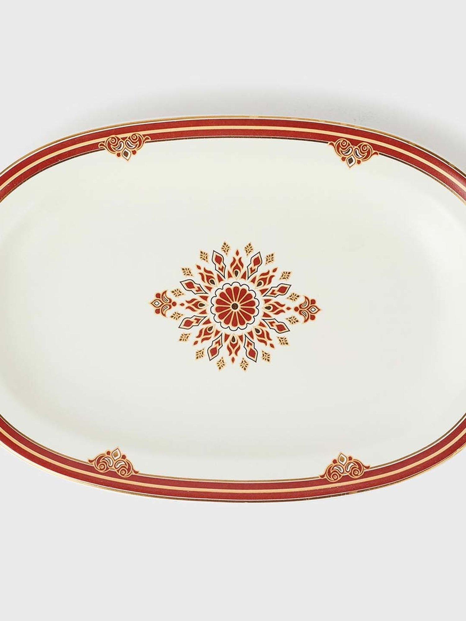 Fabindia Chitra Red Ceramic Large Oval Platter