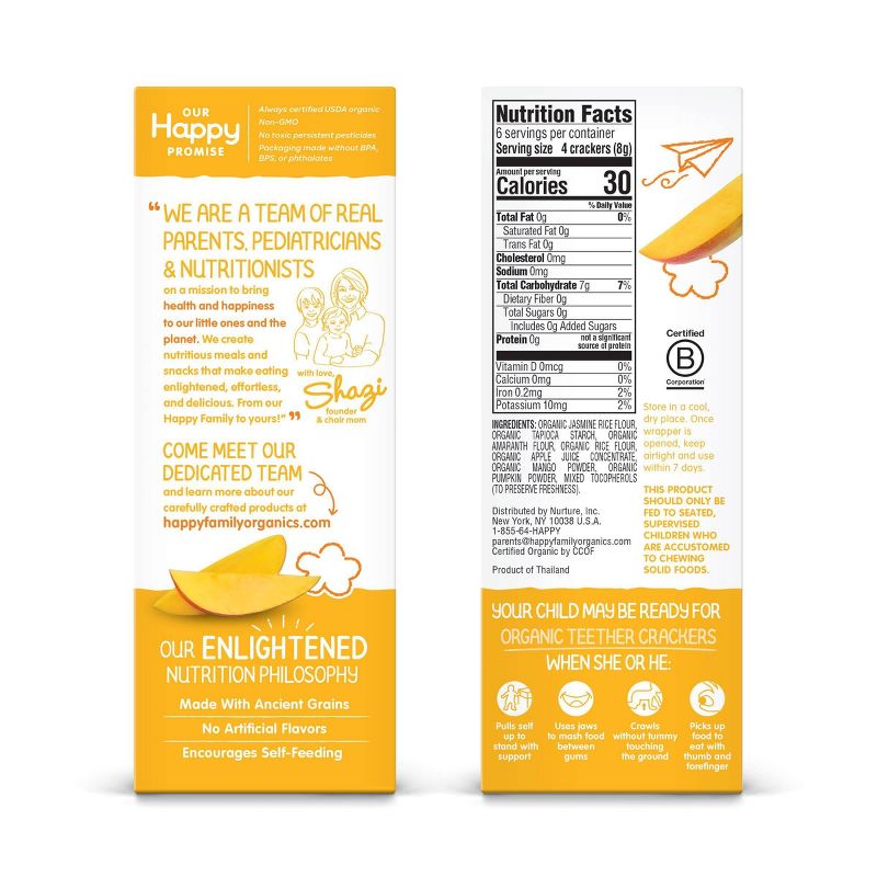 HappyBaby Mango & Pumpkin Organic Teether Crackers - 12ct/0.14oz Each