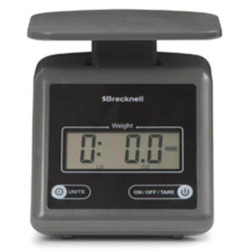 Brecknell Electronic Postal Scale, 7 lbs Capacity, 6 4/5 x 5 3/5 Platform, Gray