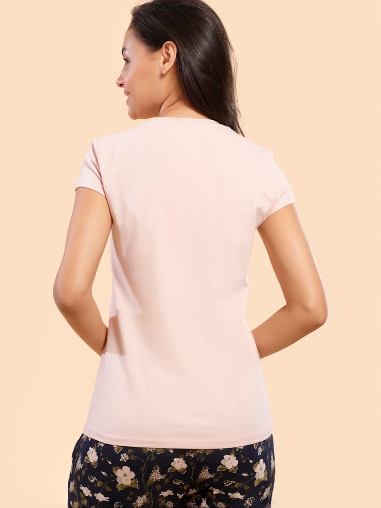 Enamor Beige Cotton T-Shirt