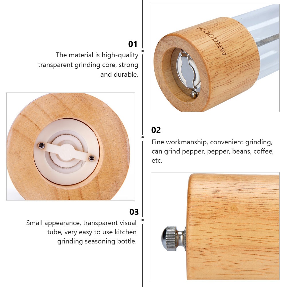 1pc Pepper Mills Storage Container Transparent Pepper Grinder Seasoning Bottle