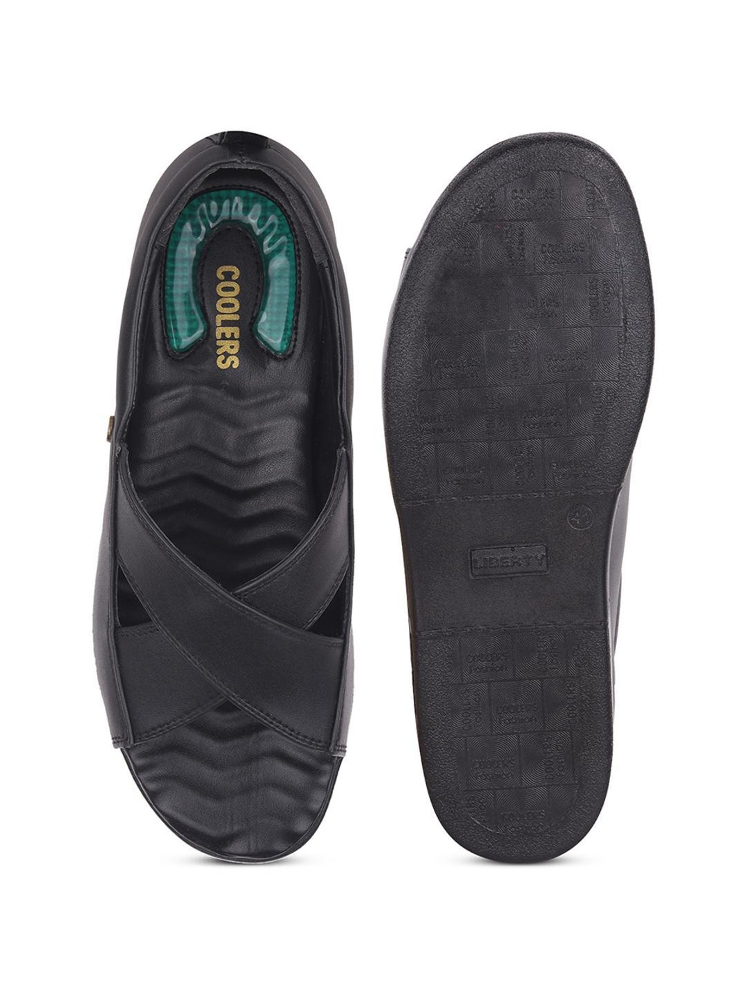 Coolers by Liberty Men's Black Cross Strap Sandals