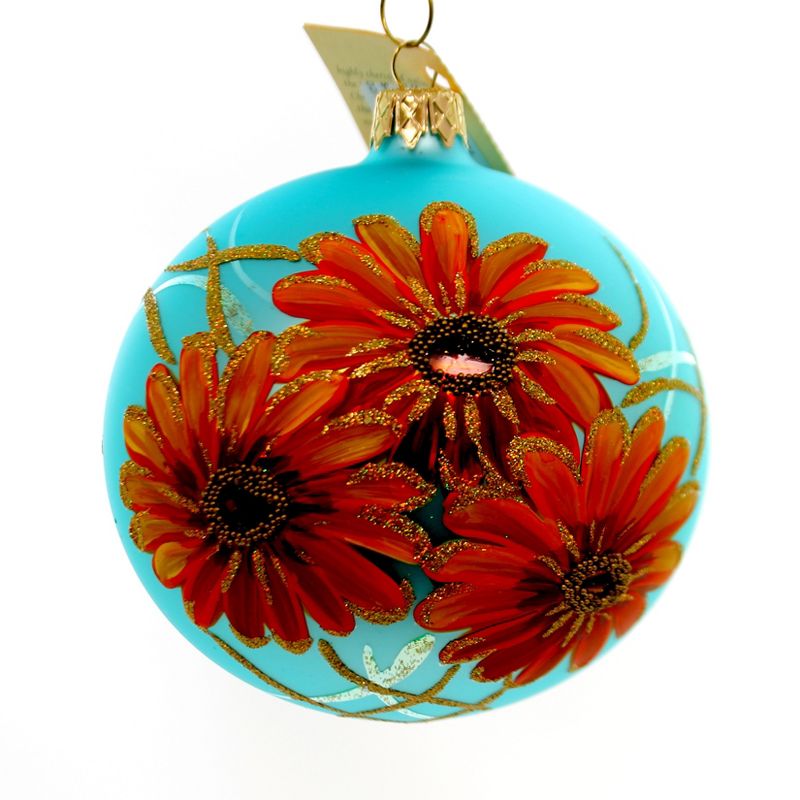 Christina's World 4.5" Florentine Gerbera Ornament Orange Flower  -  Tree Ornaments