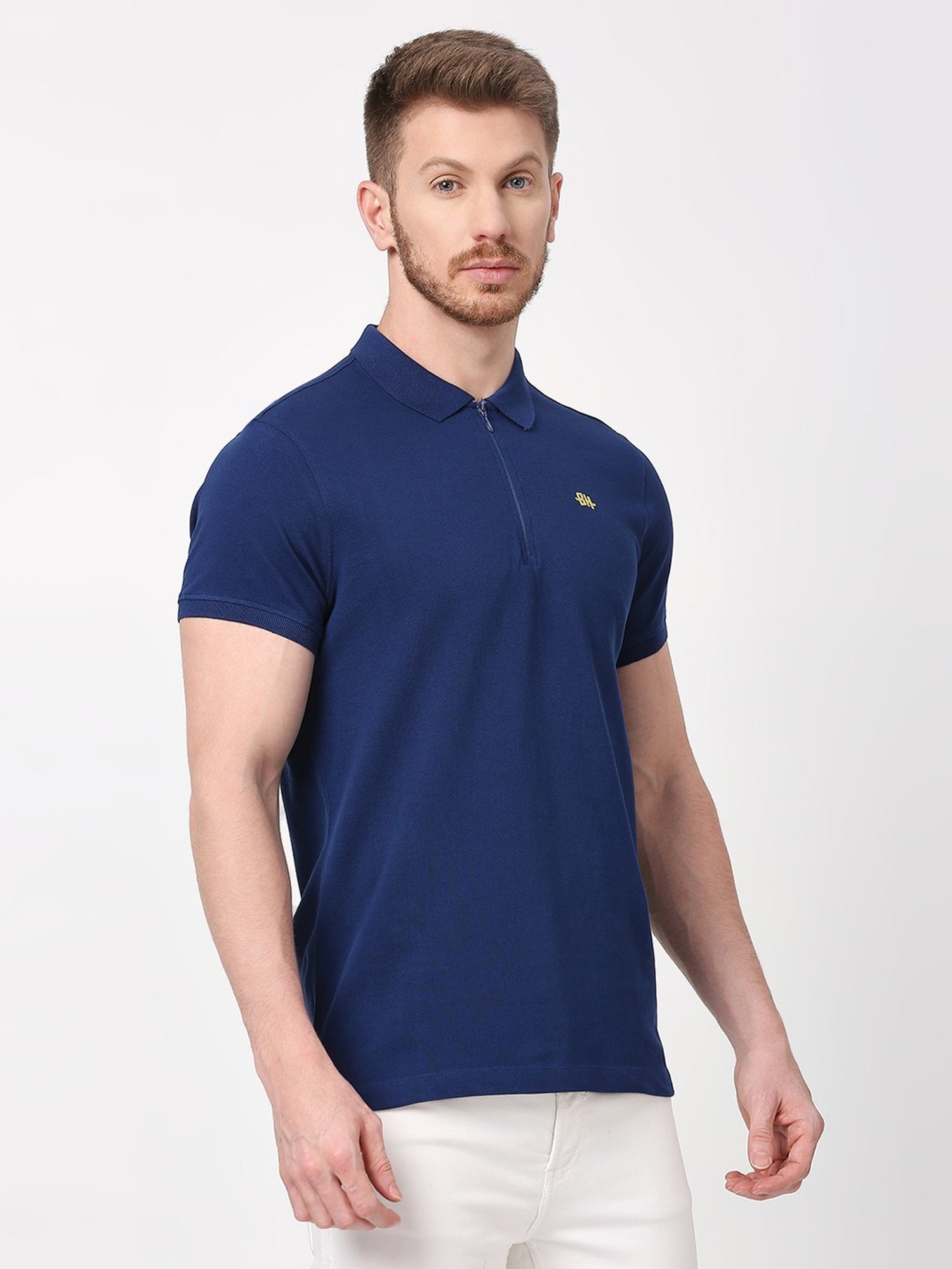 Being Human Dark Blue Regular Fit Polo T-Shirt