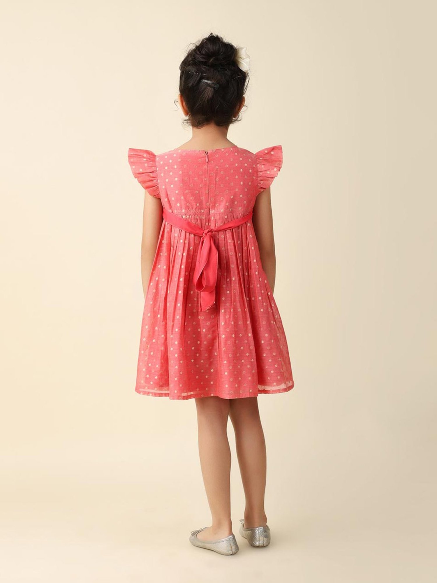 Fabindia Kids Coral Self Design Dress