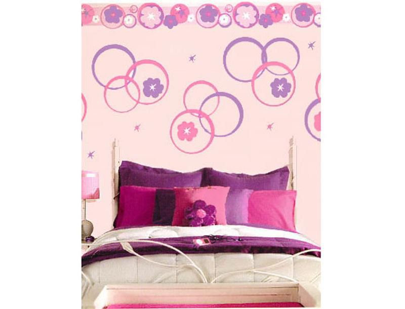 Hoolpa Flowers-Circles Self Stick Wall Border Stripe Accent - Wall Pops..