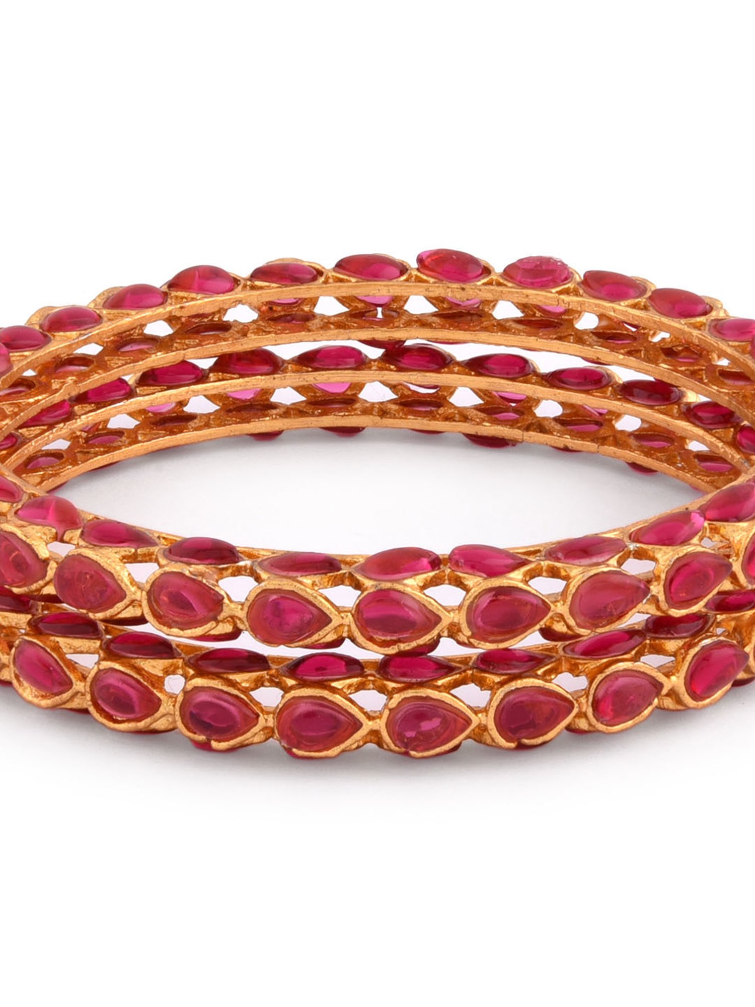 Fida Ruby Gold-Plated Bangles for Women - Set of 2
