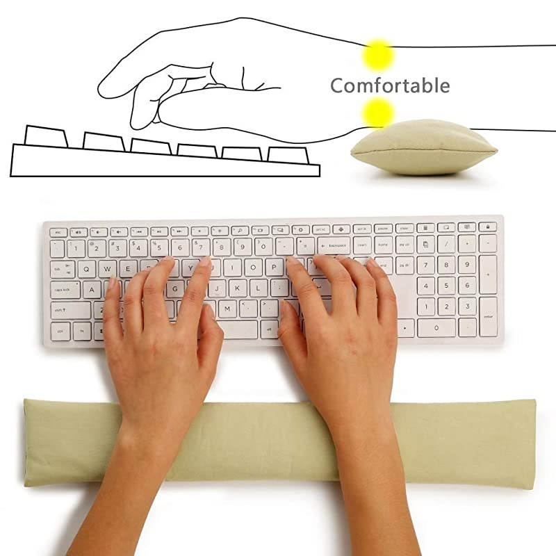 Wrist Rest Pad, Washable Mouse Wrist Support Pad Bean Bag for Carpal Tunnel, Office Workers, Massage Ergobeads (Off White)
