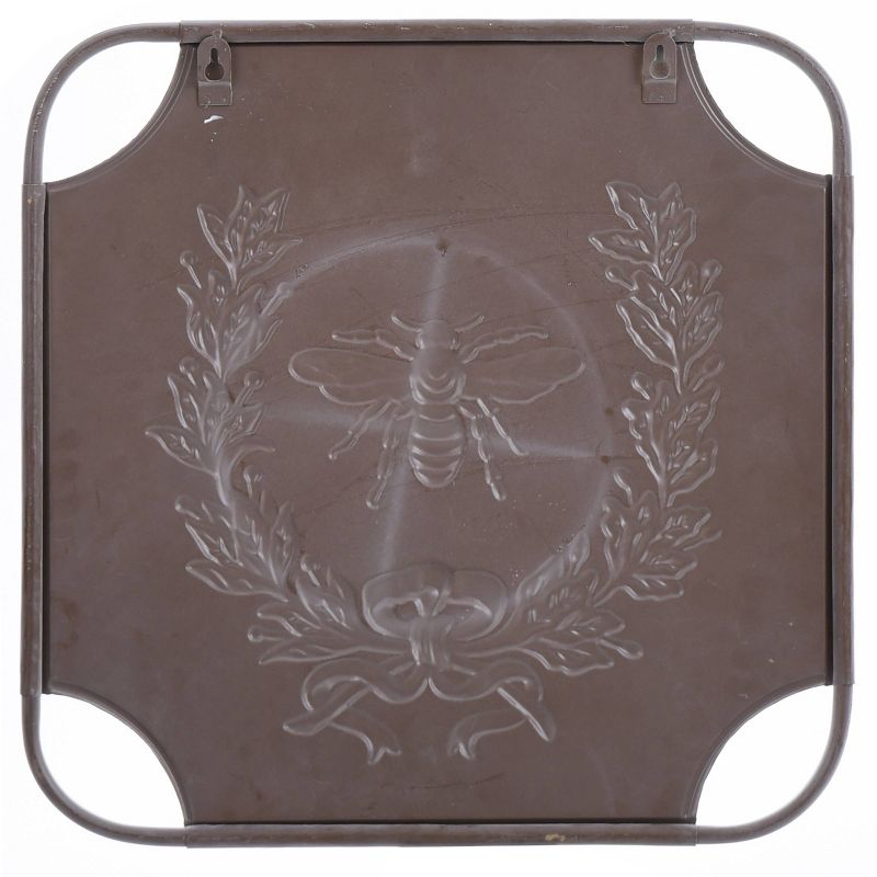 Square Metal Bee Yourself Laurel Design Art Distressed White - StyleCraft