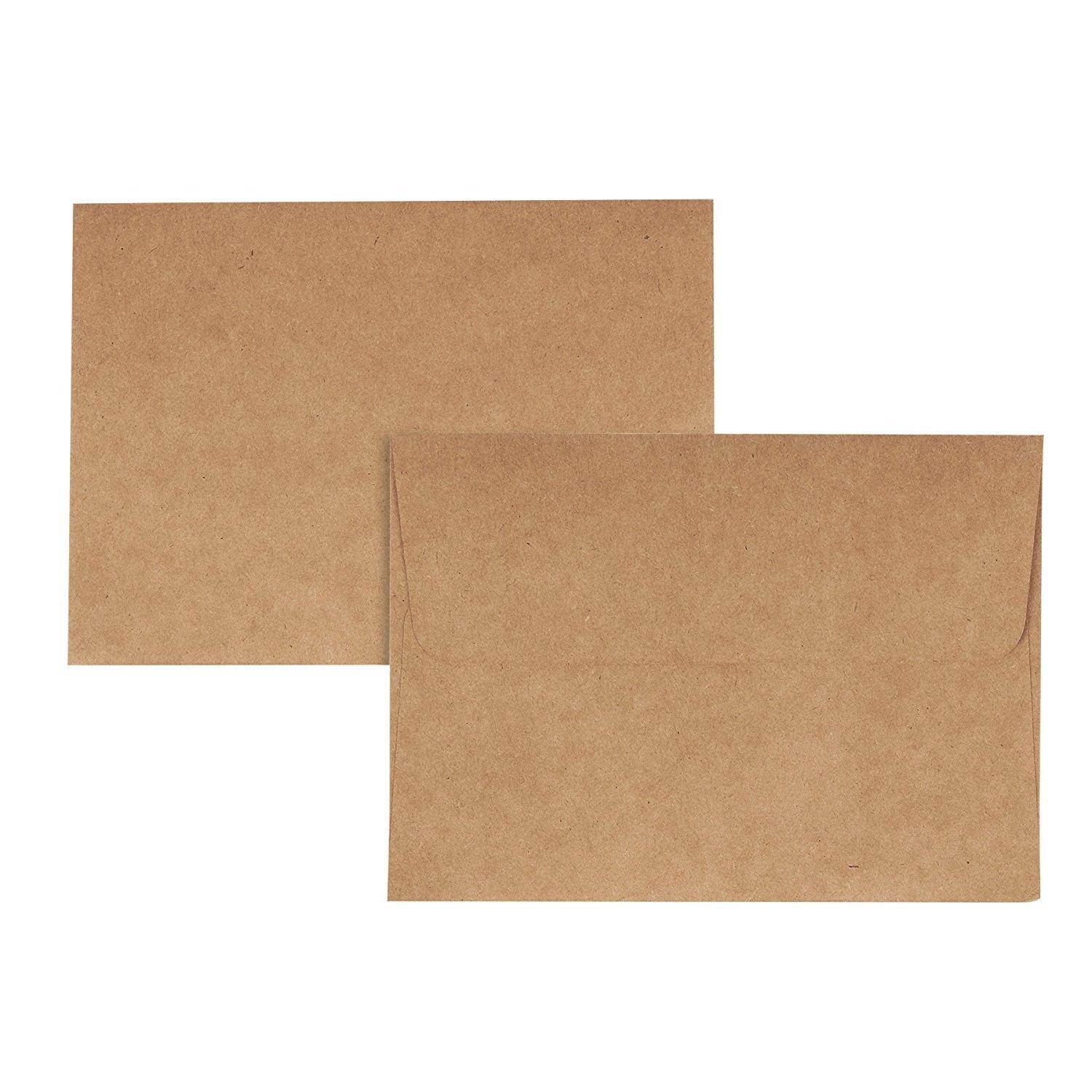 A7 Envelopes for Invitations - 50-Count A7 Invitation Envelopes Bulk, Kraft Paper Envelopes for 5 x 7 Inch Photos, Wedding, Baby Shower, Party Invitations, Square Flap, Brown, 5.25 x 7.25 Inches