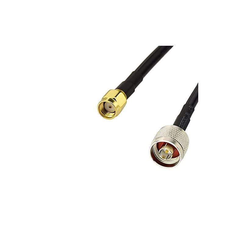 1M(3.3FT) RP-SMA Male with Female Pin to N Type Male Plug RG58 Coax Cable,Black(RG58-1M-P)