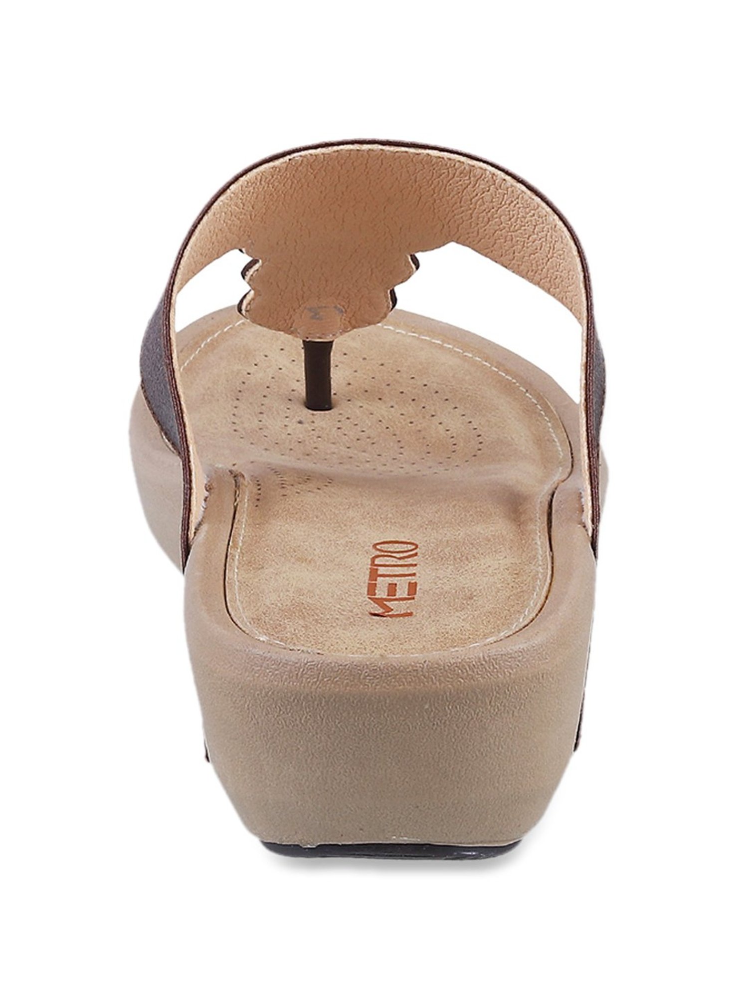 Metro Women's Brown T-Strap Wedges