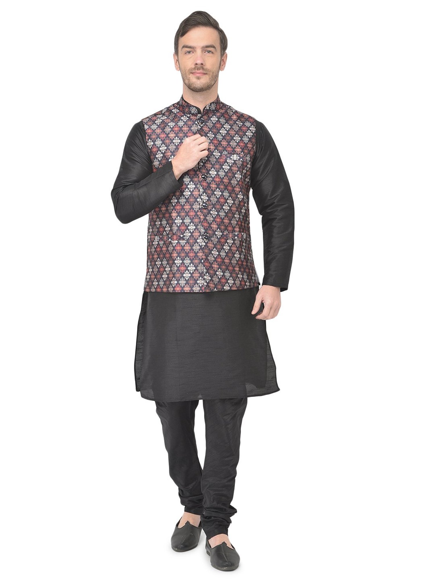 SG LEMAN Multi Regular Fit Printed Nehru Jacket