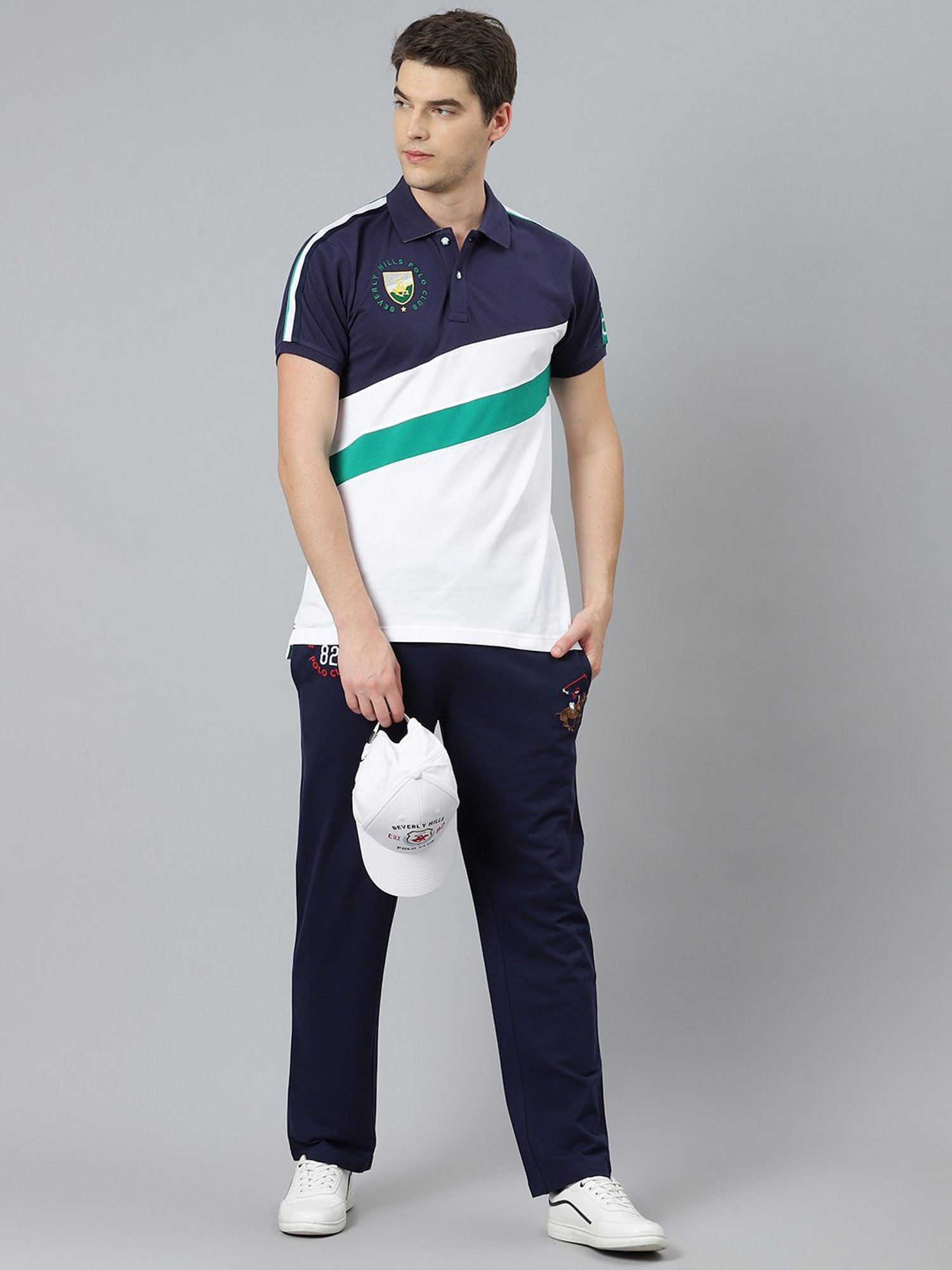 Beverly Hills Polo Club Navy & White Polo T-Shirt