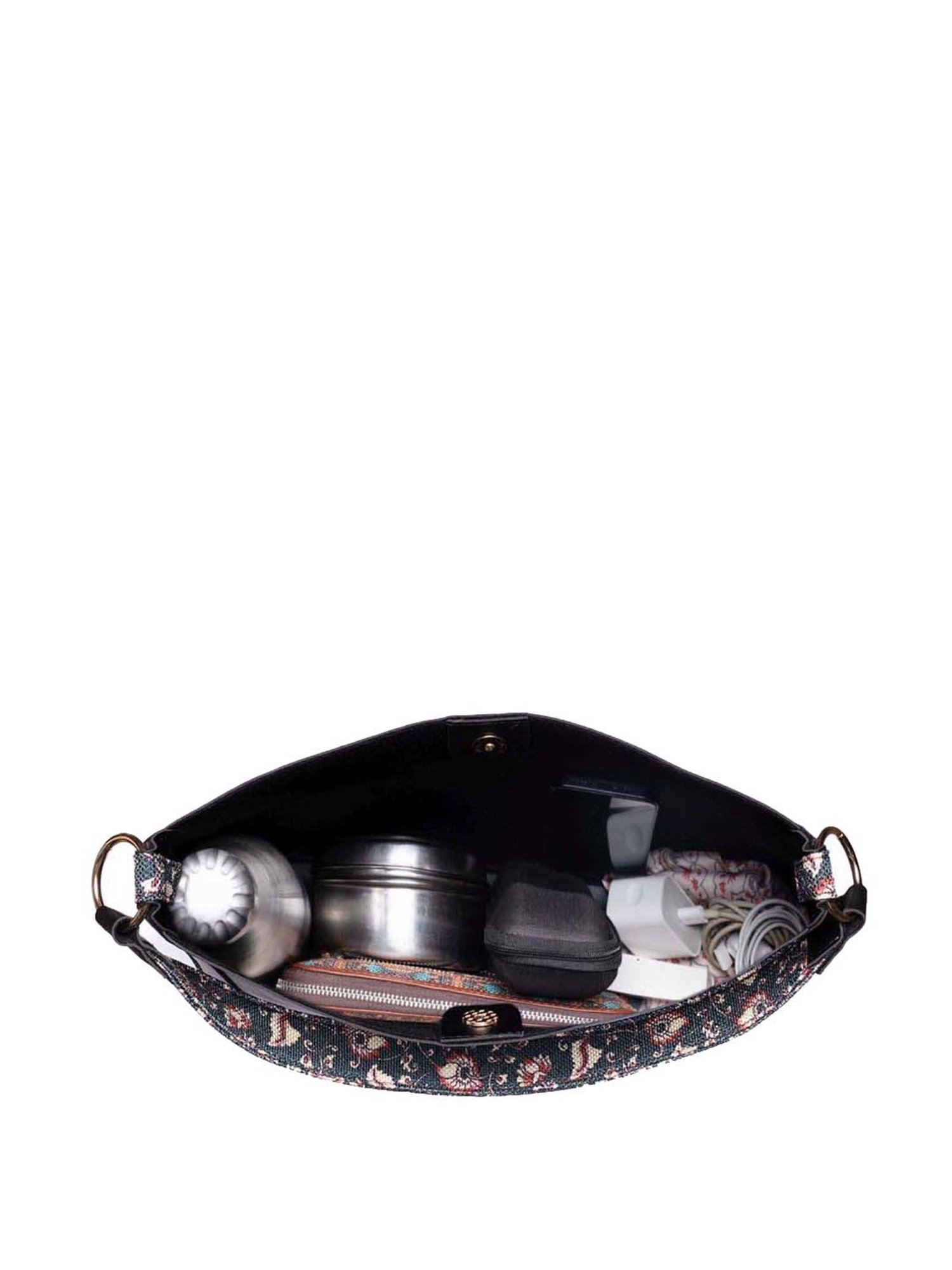 ZOUK Black Printed Large Tote Handbag