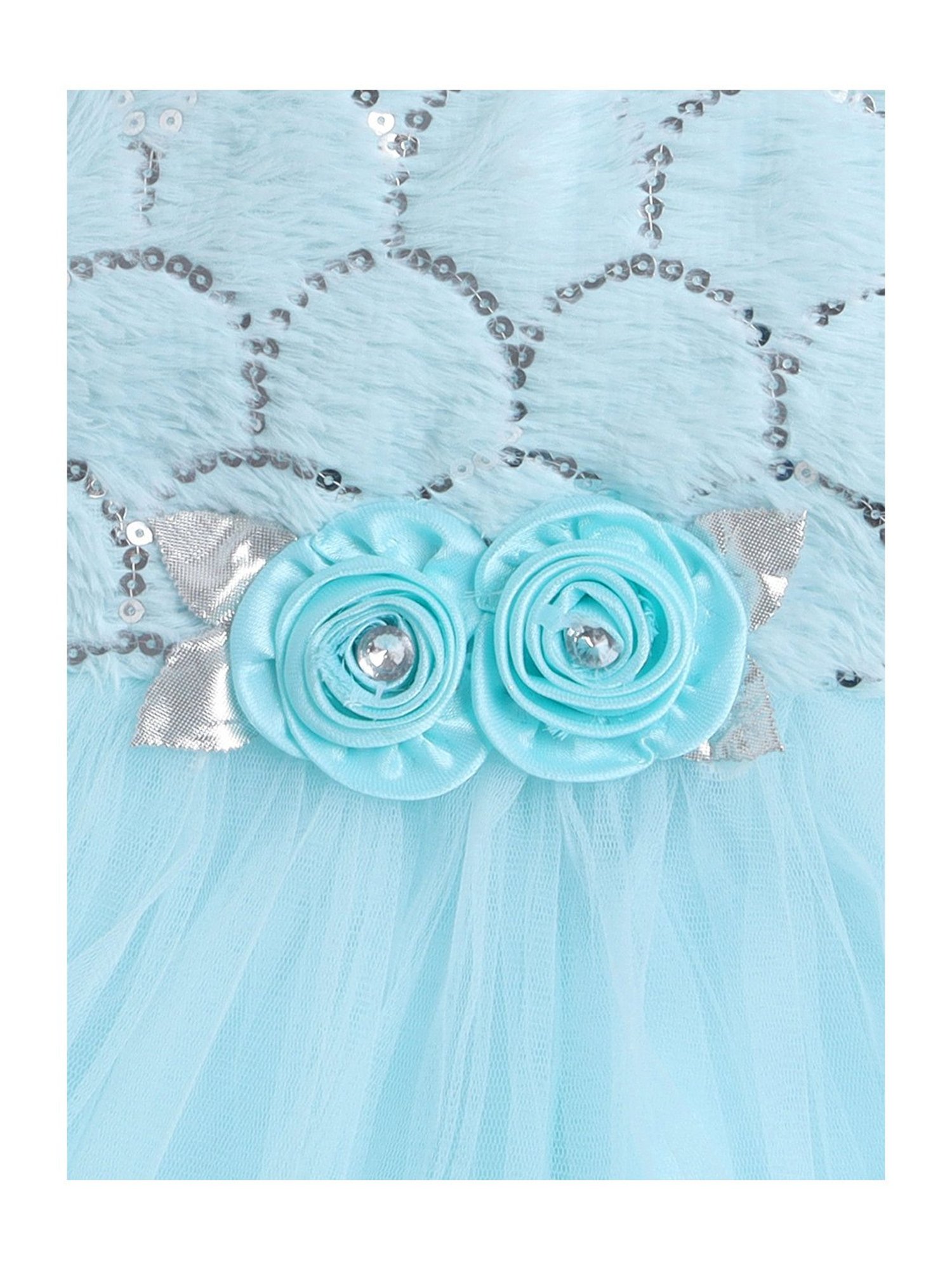 Many Frocks Kids Blue Embellished Dress