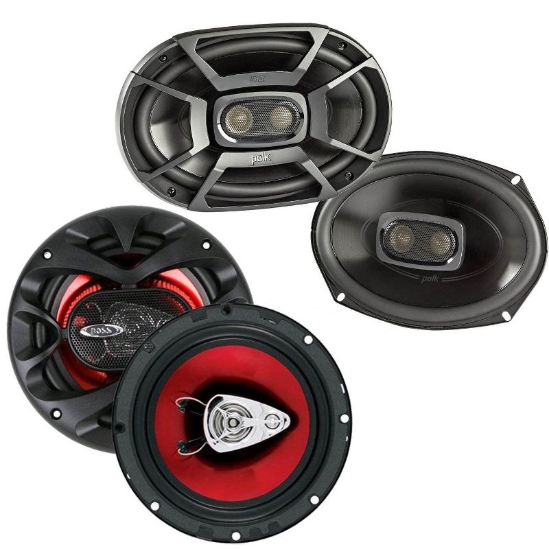 Polk 6x9" 450W 3-Way Marine Speakers + Boss 6.5 Inch 300 Watt 3-Way Car Speakers