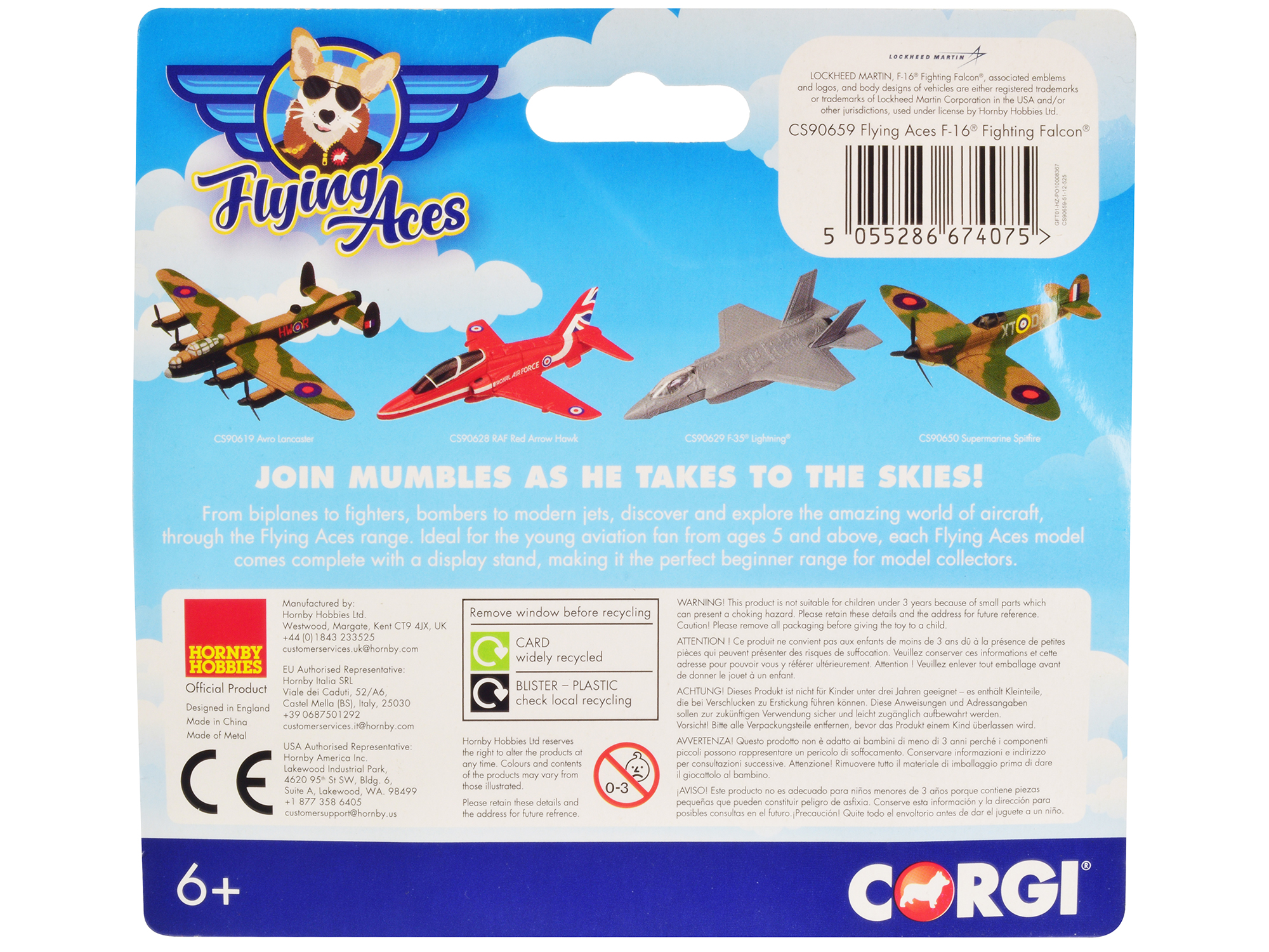 General Dynamics F-16 Fighting Falcon Fighter Aircraft "USAF" "Flying Aces" Series Diecast Model by Corgi