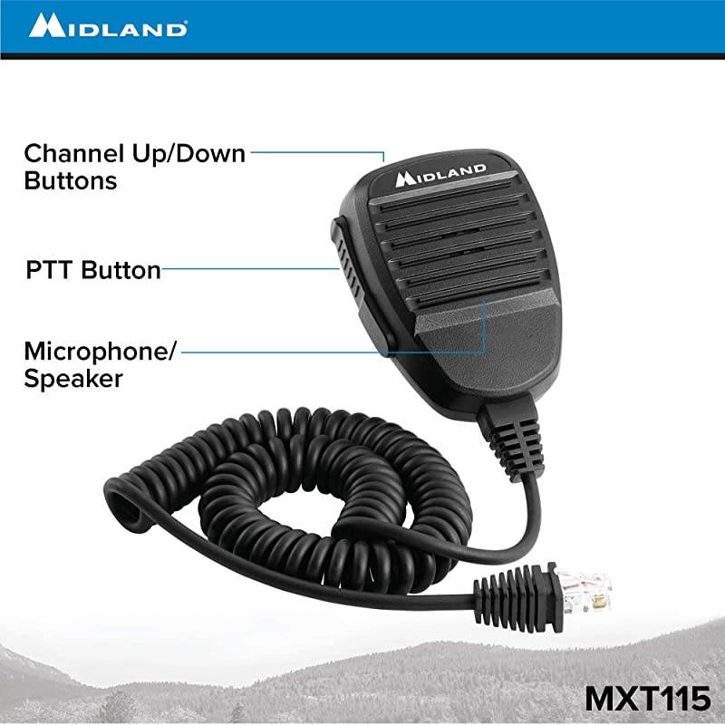 MXT115, 15 Watt GMRS MicroMobile Two-Way Radio - 8 Repeater Channels, 142 Privacy Codes, NOAA Weather Scan + Alert & External Magnetic Mount Antenna (Single Pack) (Black)