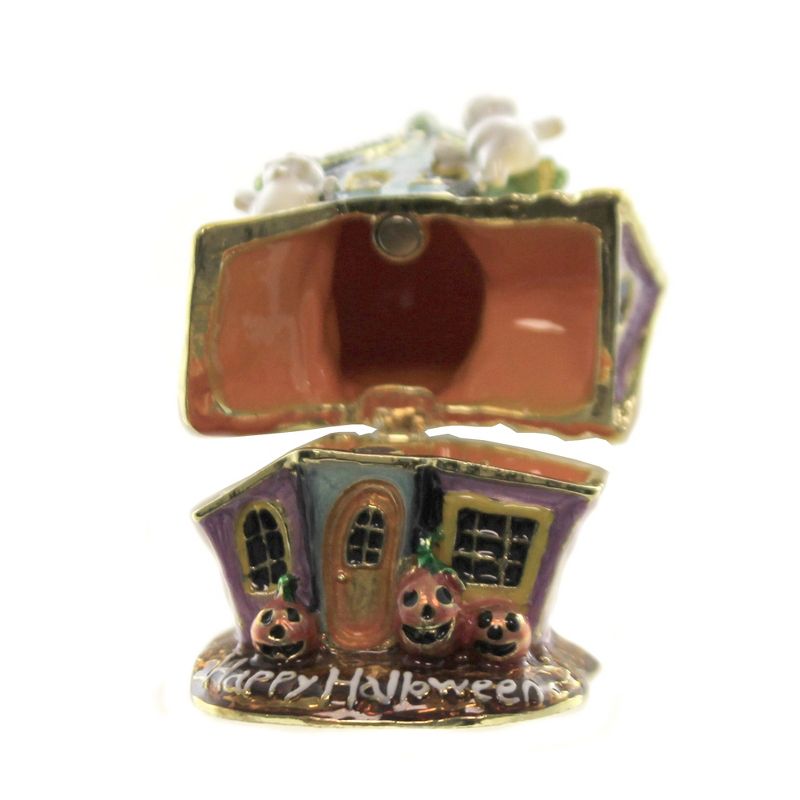 Hinged Trinket Box 3.5" Haunted House Ghost Pumpkins  -  Decorative Figurines