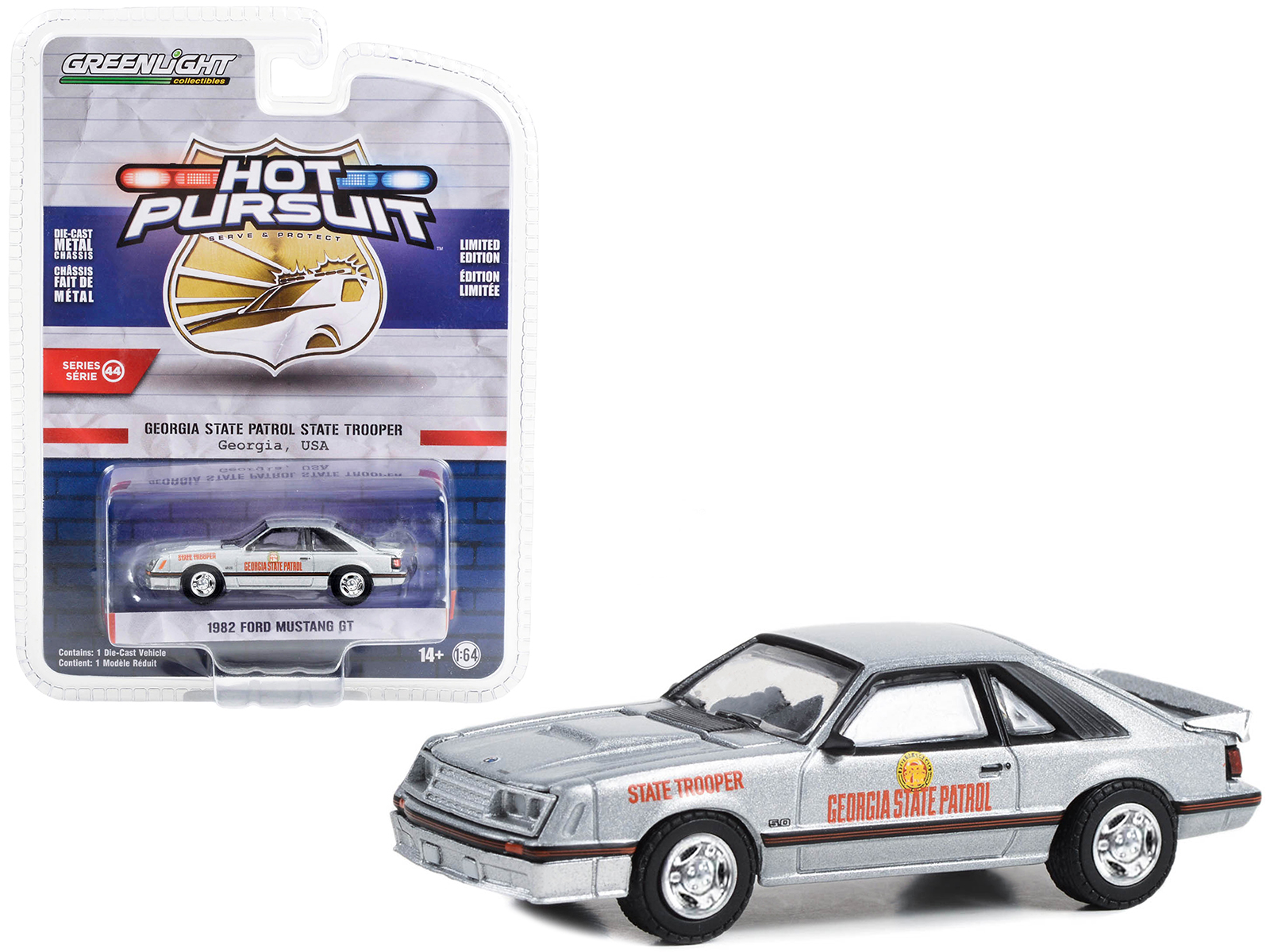 1993 Ford Mustang SVT Cobra CHP "California Highway Patrol" Black and White 1/64 Diecast Model Car by Muscle Machines