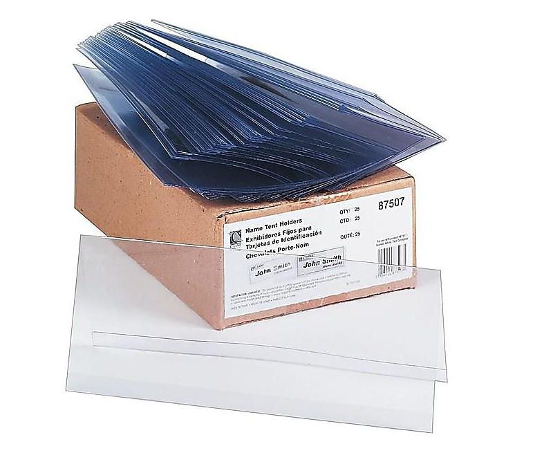 C-Line Tent Card Holders 4 1/4" x 11" Rigid Heavyweight Clear Plastic 25/Box 87507