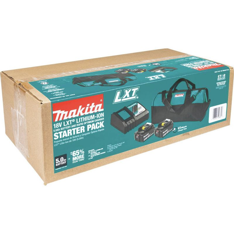 Makita BL1850BDC2X 18V LXT Lithium-Ion Battery and Rapid Optimum Charger Starter Pack (5 Ah)