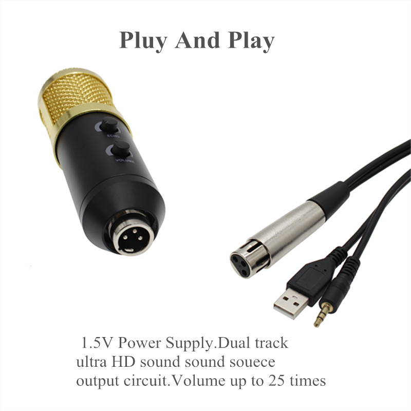 BM 800 upgraded bm 900 Professional Studio USB Condenser Wired Microphone for Computer Laptop Adjustable volume reverb mikrofon