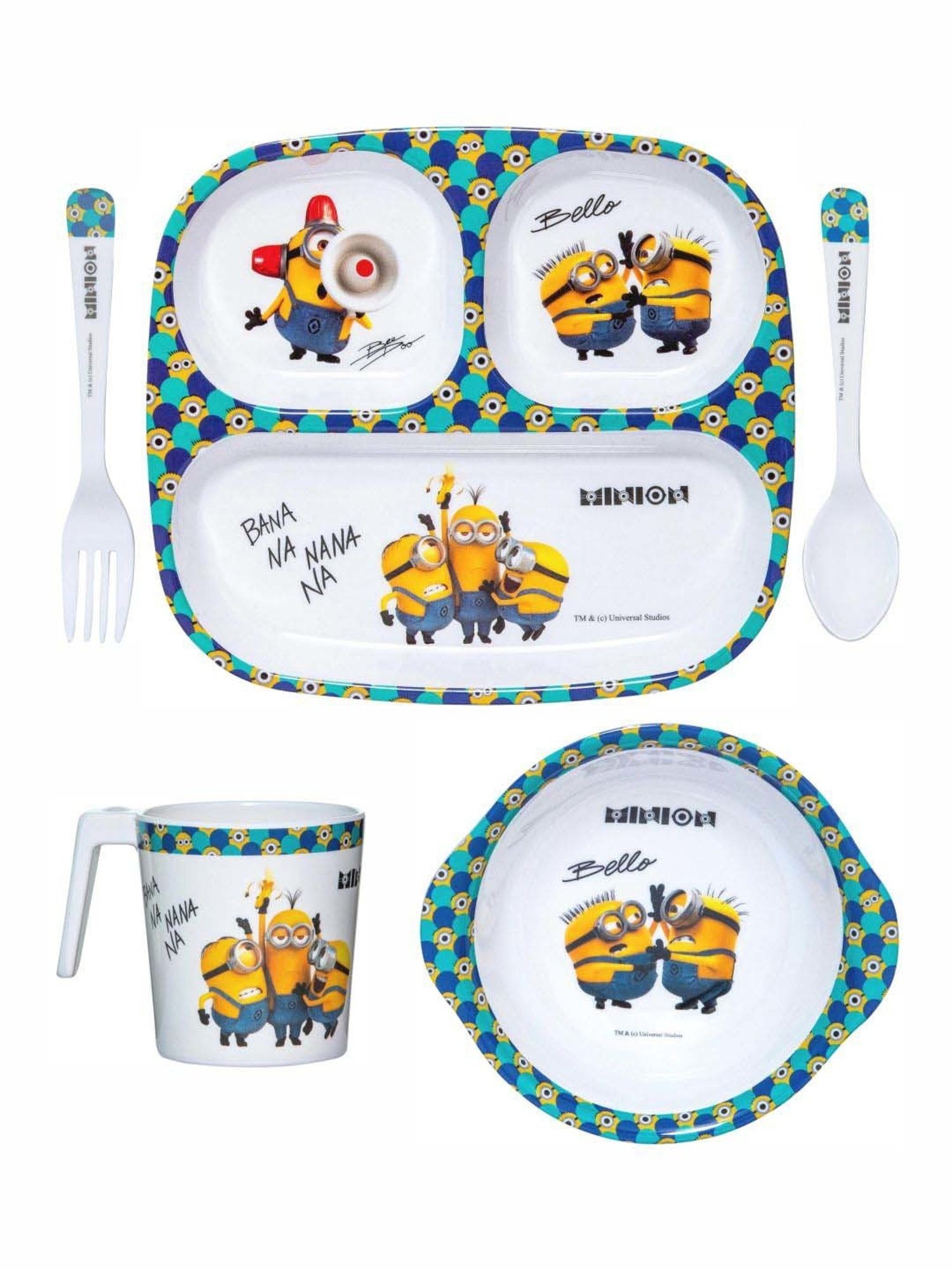 Servewell Minions Yellow Melamine Kids 5Pcs Dinner Set (0.67 L)
