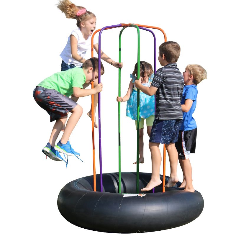 M & M Sales Monkey Jump Indoor/Outdoor Backyard Rubber Tube Trampoline Jungle Gym Bouncer with Multicolor Poles