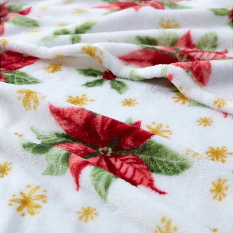 50"x60" Pointsetta Fun Printed Throw Blanket Red - VCNY