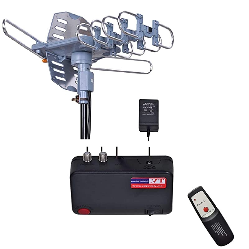 Miles-Amplified Outdoor TV Antenna-4K/1080p High Reception+40FT RG6 Cable-360&deg;Strong Motor Rotation Wireless Remote- Snap On Installation+2TV Function