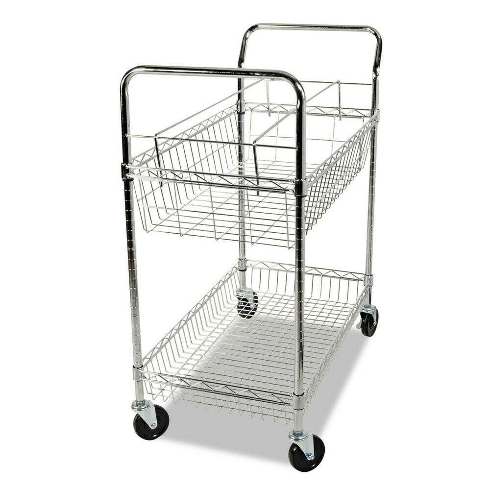 Alera Carry-All Cart/mail Cart Two-Shelf 34-7/8wx18dx39-1/2h Silver MC3518SR NEW
