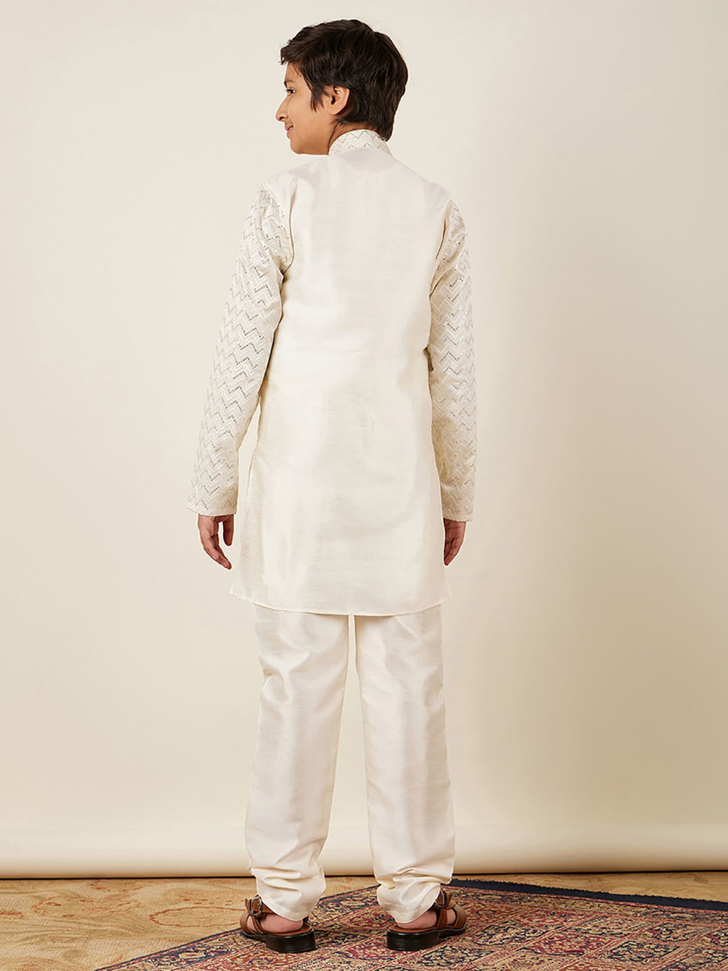 AJ Dezines Kids Blue Embellished Full Sleeves Kurta with Pyjamas