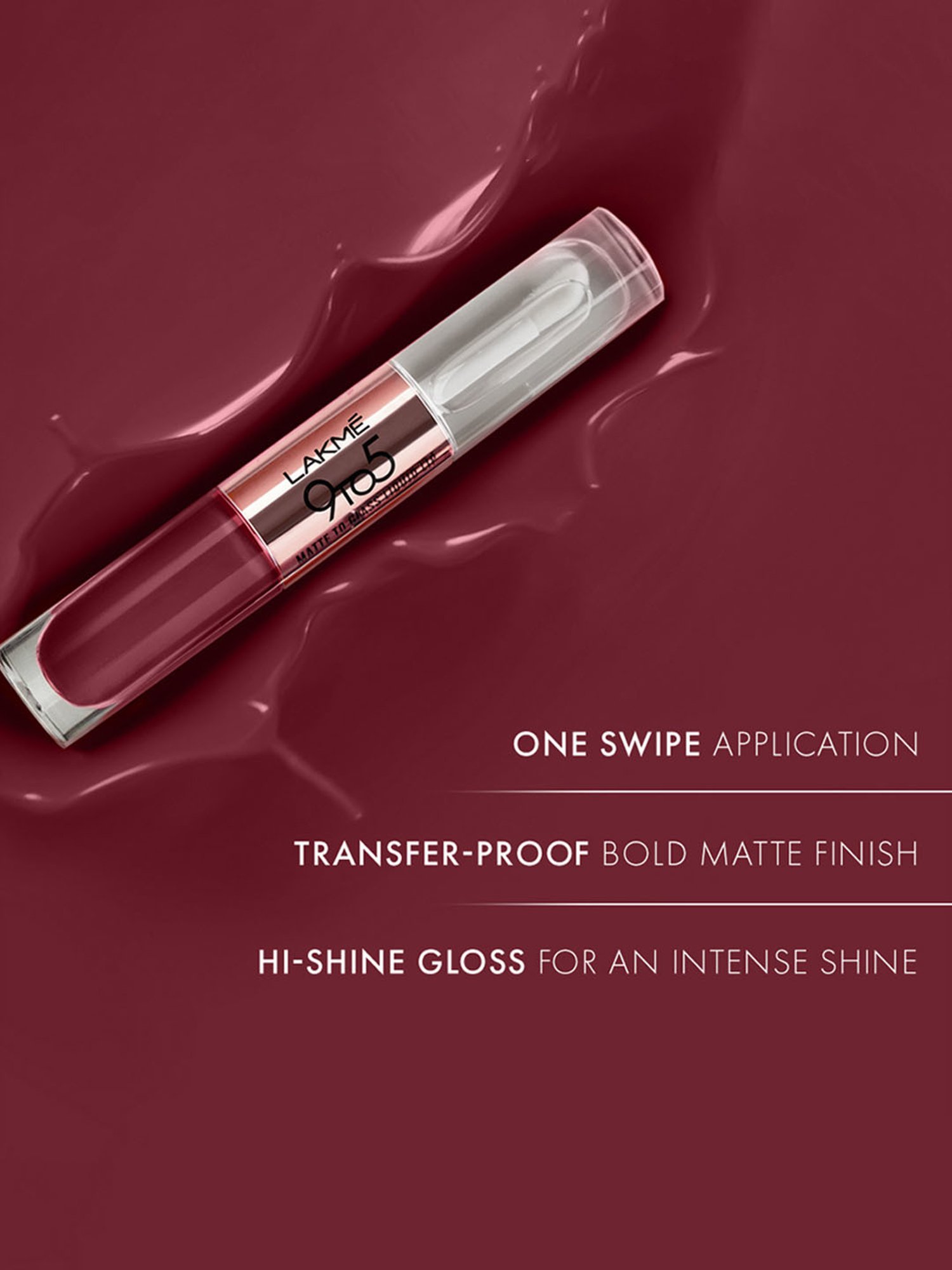 Lakme 9 To 5 Matte To Glass Liquid Lip Bold In Red - 7.6 ml