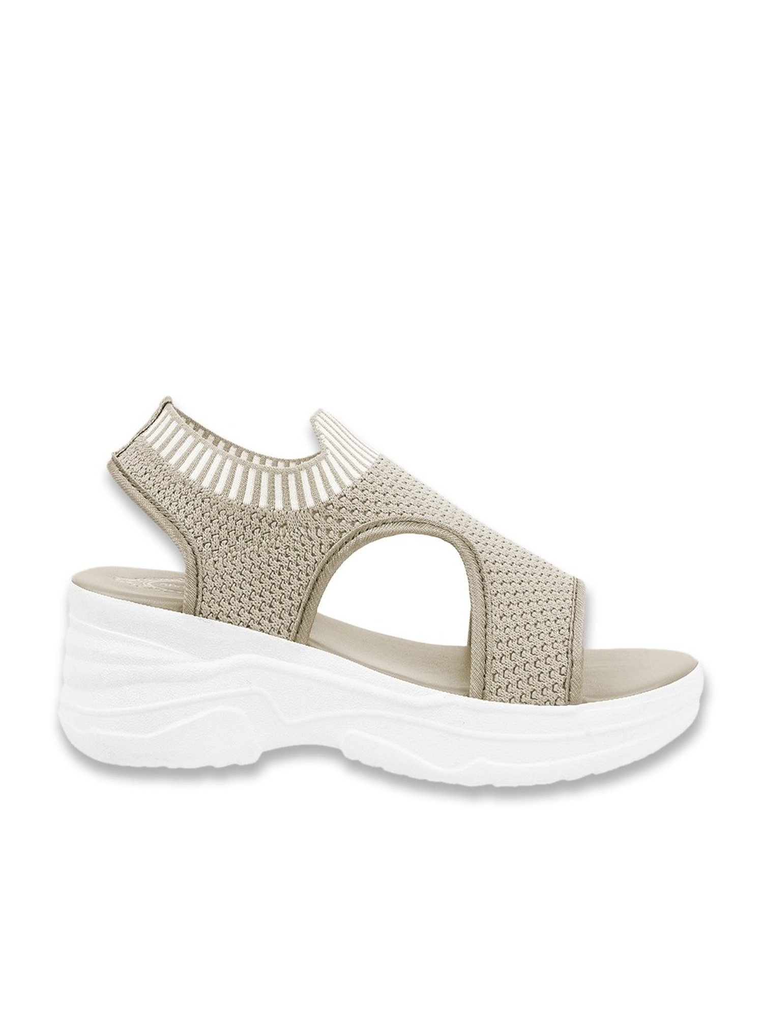 Shoetopia Women's Beige Back Strap Wedges