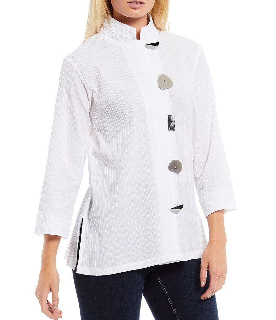 Eva Varro Animal Print Knit Jersey 3/4 Slit Sleeve Tunic