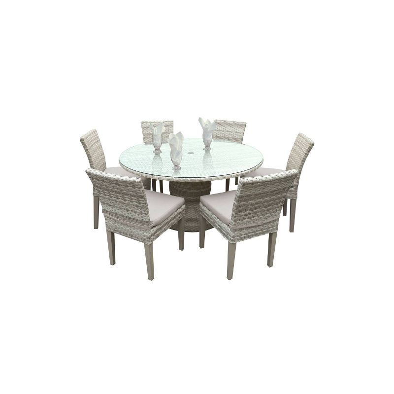 Fairmont 7pc Patio Dining Set - Beige - TK Classics