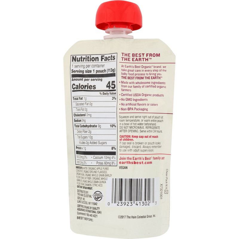 Earth's Best Organic Apple Raisin Flax & Oat Baby Food Pouch - 4oz