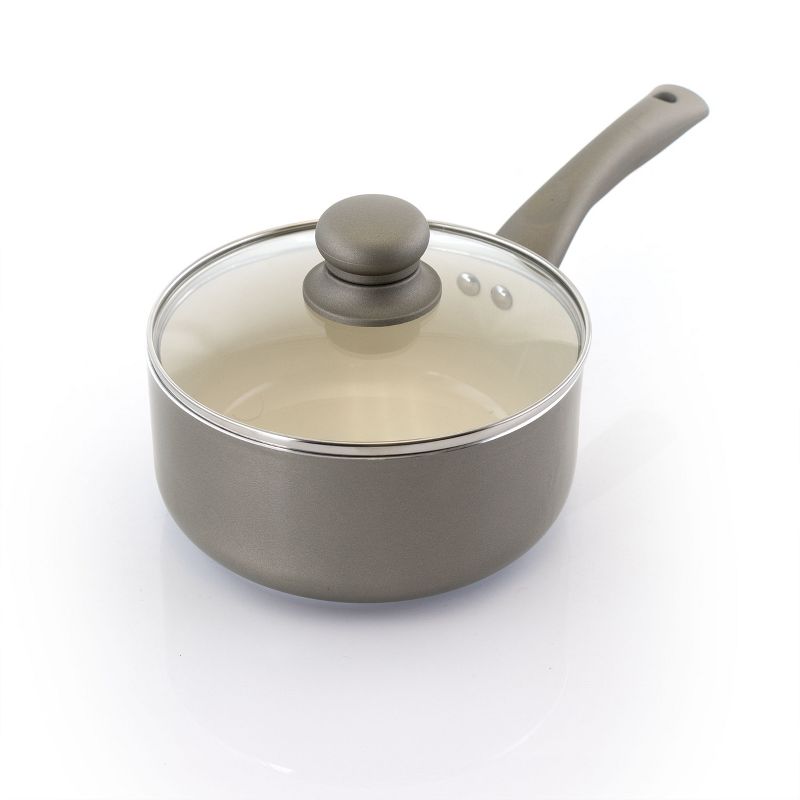 Oster Newcrest 8 Piece Ceramic Nonstick Aluminum Cookware Set with Soft Grip Handles