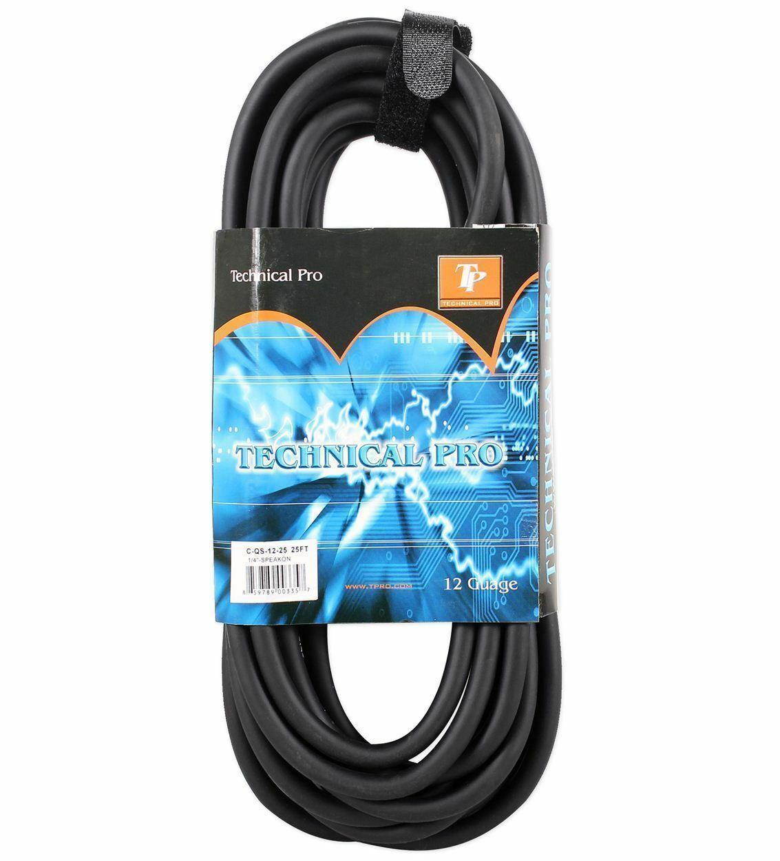 Technical Pro CQS-1225 25 Ft 12 Gauge 1/4 to Speakon Pro Audio Speaker Cable