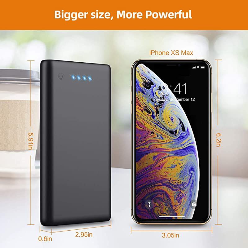 Charger Power Bank 25800mAh Huge Capacity External Battery Pack Dual Output Port with LED Status Indicator Power Bank for iPhone Samsung Galaxy Android PhoneTablet etcBlack
